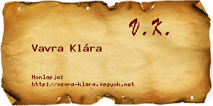 Vavra Klára névjegykártya